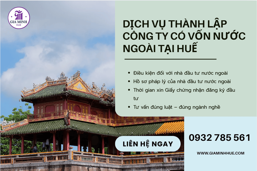 Giấy chứng nhận đầu tư khi thành lập công ty vốn nước ngoài tại Huế